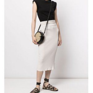 James Perse Estilo NWT Beige Rib-Knit Midi Skirt Size 1